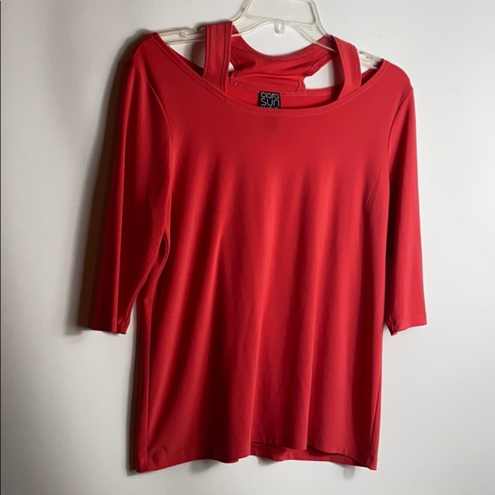 Clara Sun Woo Womens Blouse Sz XS Orange Color